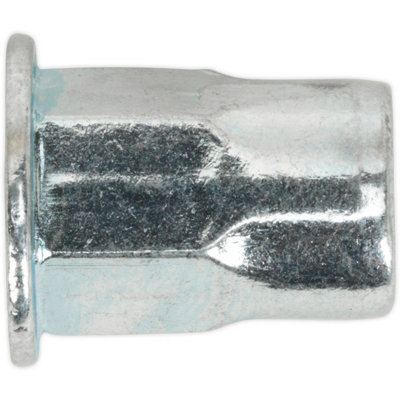 B&Q 50 Pack M8 X 1.25Mm Half Hex Rivet Nuts - Durable Zinc Plated Inserts
