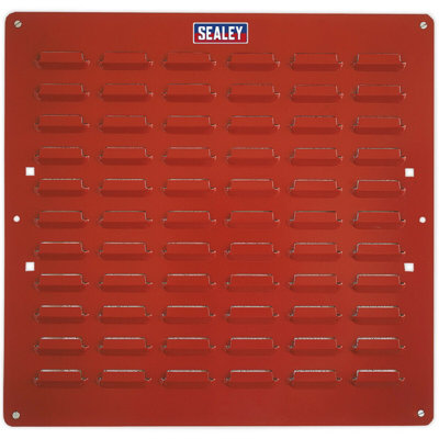  - 2 Pack Red Louvre Wall Mounted Storage Bin PanelDurable 500 X 500mm Warehouse Tray