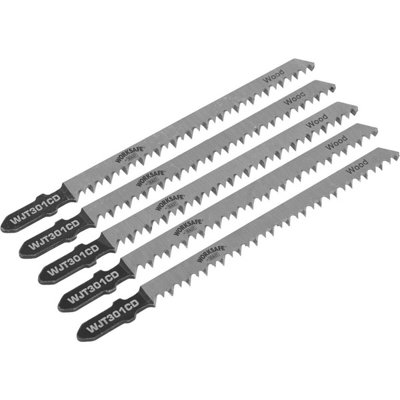 5 Pack 90mm Chrome Vanadium Steel Jigsaw Blade8 TpiDiagonal TeethWood from B&Q