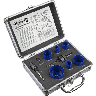 Comprehensive 9 Piece Electricians Hole Saw Kit With Bi-Metal Blades And Quick Release Arbor from B&Q