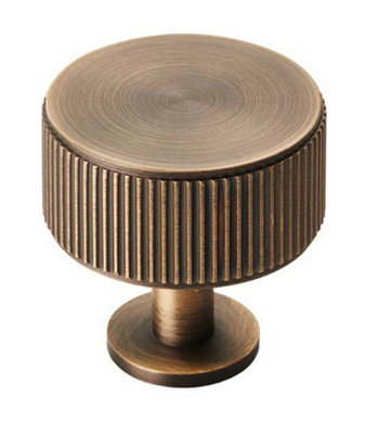 Loops Lined Radio Cupboard Door Knob35mm DiameterAntique Brass Cabinet Handle from B&Q