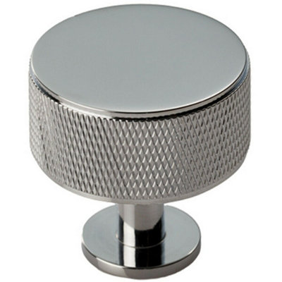 Loops Knurled Radio Cupboard Door Knob35mm DiaPolished Chrome Cabinet Handle from B&Q