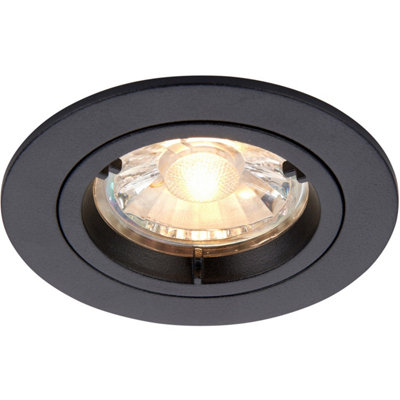 Recessed Fixed Ceiling DownlightDimmable 50W Gu10 ReflectorMatt Black from B&Q