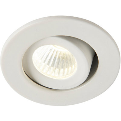 Micro Adjustable Recessed Ceiling Downlight4W Cool White LedMatt White from B&Q