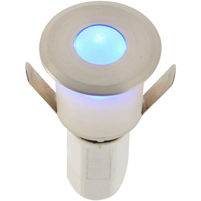 Recessed Decking Ip67 Guide Light1.2W Blue Light LedSatin Nickel Plate from B&Q