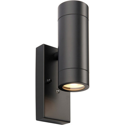 Twin Up & Down Ip44 Wall LightPhotocell Sensor2 X 7W Gu10 LedMatt Black from B&Q