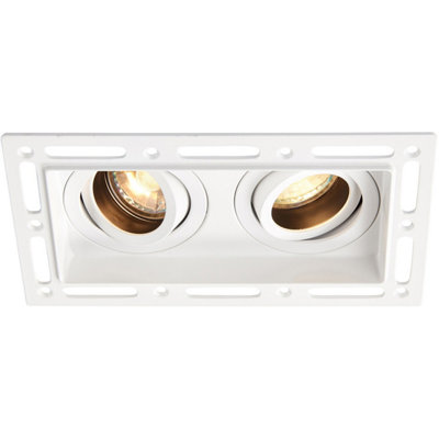 Twin Trimless Plaster-In Downlight2 X 50W Gu10 Reflector LedMatt White from B&Q