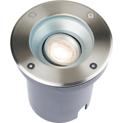 Recessed Outdoor Ip67 Round Ground Light50W Gu10 ReflectorStainless Steel from B&Q