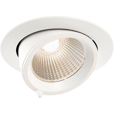 B&Q White Fully Adjustable Recessed Ceiling Downlight - 30W Warm Led - Matt