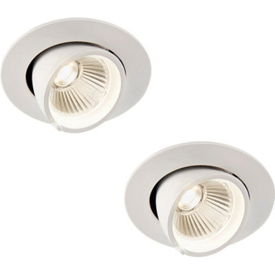2 Pack Fully Adjustable Ceiling Downlight9W Cool White LedMatt White from B&Q