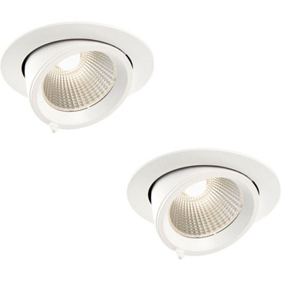 2 Pack Fully Adjustable Ceiling Downlight30W Cool White LedMatt White from B&Q