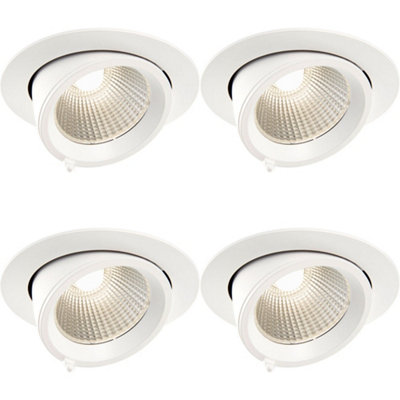 4 Pack Fully Adjustable Ceiling Downlight30W Cool White LedMatt White from B&Q