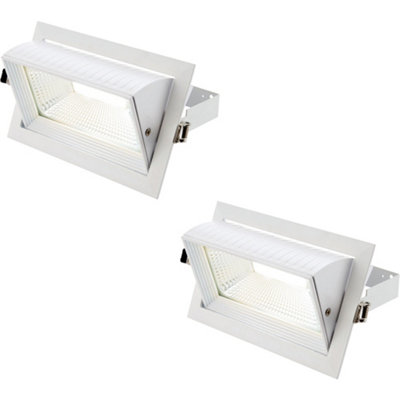 2 Pack Fully Adjustable Ceiling Downlight35W Cool White LedMatt White from B&Q