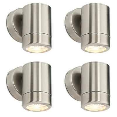 4 Pack Dimmable Outdoor Ip65 Wall Downlight7W Gu10 LedStainless Steel from B&Q
