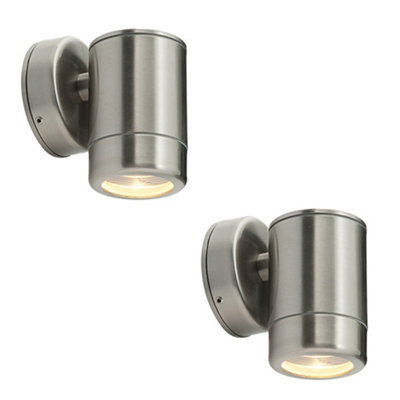 2 Pack Outdoor Ip65 Wall DownlightDimmable 7W Led Gu10Stainless Steel from B&Q