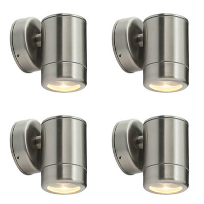 4 Pack Outdoor Ip65 Wall DownlightDimmable 7W Led Gu10Stainless Steel from B&Q
