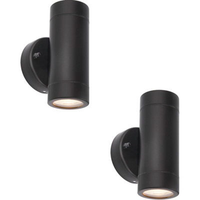 2 Pack Up & Down Twin Outdoor Ip44 Wall Light2 X 7W Gu10 LedMatt Black from B&Q