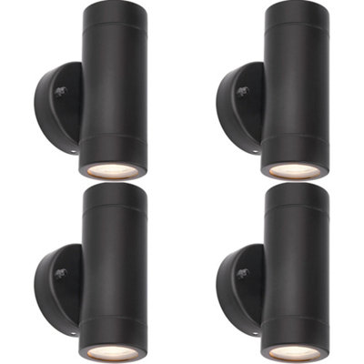  - 4 Pack Up & Down Twin Outdoor Ip44 Wall Light2 X 7W Gu10 LedMatt Black