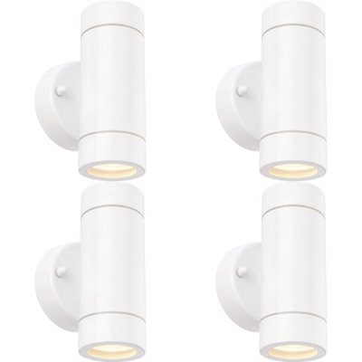 4 Pack Up & Down Twin Outdoor Ip44 Wall Light2 X 7W Gu10 LedGloss White from B&Q