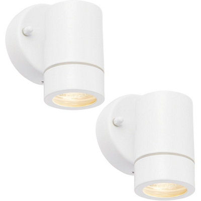2 Pack Dimmable Outdoor Ip44 Downlight7W Gu10 LedGloss White & Glass from B&Q