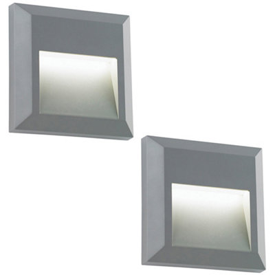 Loops 2 Pack Square Ip65 Guide Light - Indirect 1.1W Warm White Led - Gray Abs - Image 3
