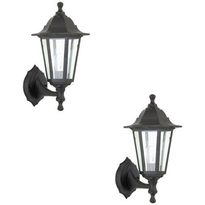  - 2 Pack Traditional Lantern Ip44 Wall Light60W E27 Gls LedDimmable Lamp