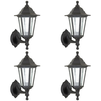  - 4 Pack Traditional Lantern Ip44 Wall Light60W E27 Gls LedDimmable Lamp
