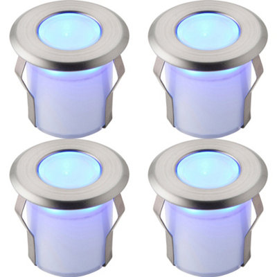 4 Pack Recessed Decking Ip67 Guide Light0.8W Blue LedStainless Steel from B&Q