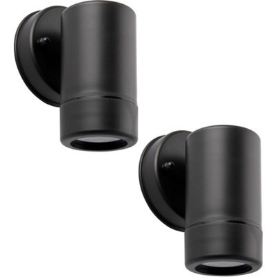 2 Pack Outdoor Ip44 Spot DownlightDimmable 7W Gu10 LedBlack Wall Light from B&Q
