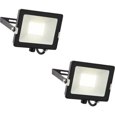 2 Pack Outdoor Waterproof Led Floodlight30W Cool White LedMatt Black from B&Q