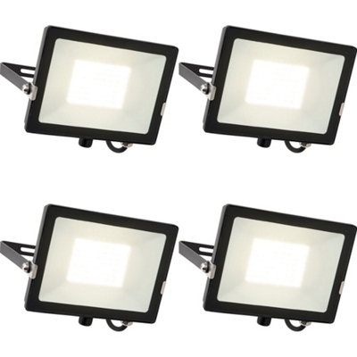 4 Pack Outdoor Waterproof Led Floodlight50W Cool White LedMatt Black from B&Q