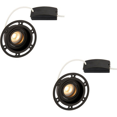 2 Pack Trimless Plaster-In Downlight50W Gu10 Reflector LedMatt Black from B&Q