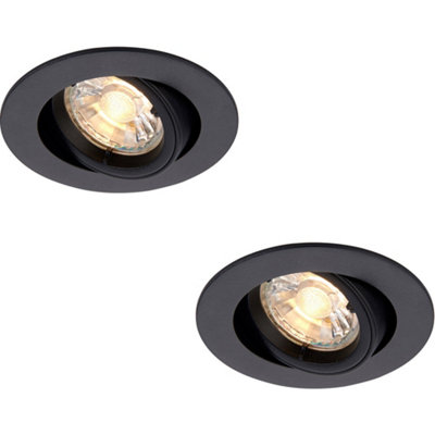  - 2 Pack Directional Tilting Ceiling Downlight50W Gu10 ReflectorMatt Black