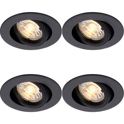  - 4 Pack Directional Tilting Ceiling Downlight50W Gu10 ReflectorMatt Black
