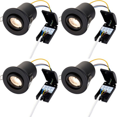 4 Pack Tiltable Recessed Ceiling Downlight50W Gu10 ReflectorFire Rated from B&Q
