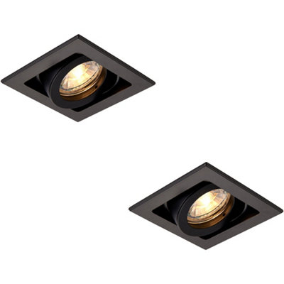  - 2 Pack Single Recessed Boxed Downlight50W Gu10 ReflectorMatt Black