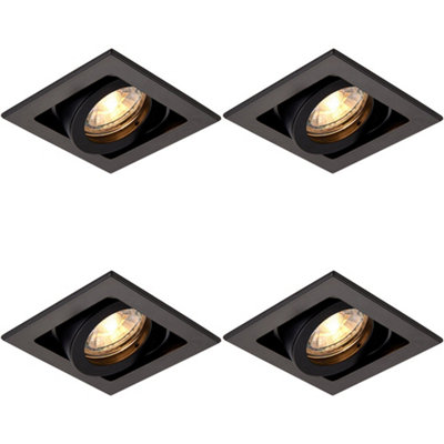  - 4 Pack Single Recessed Boxed Downlight50W Gu10 ReflectorMatt Black