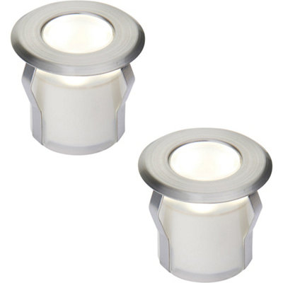 2 Pack Recessed Decking Ip67 Guide Light0.8W Cool White LedStainless Steel from B&Q