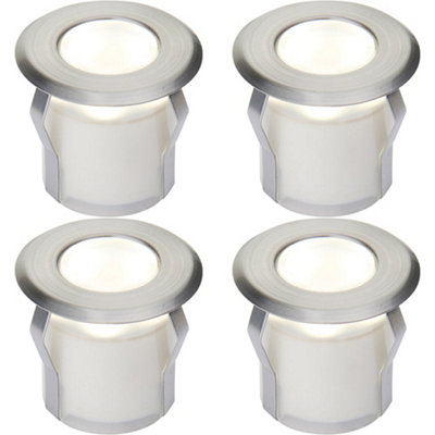 4 Pack Recessed Decking Ip67 Guide Light0.8W Cool White LedStainless Steel from B&Q