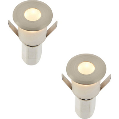 2 Pack Recessed Decking Ip67 Guide Light1.2W Warm White LedSatin Nickel from B&Q