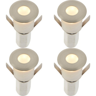4 Pack Recessed Decking Ip67 Guide Light1.2W Warm White LedSatin Nickel from B&Q