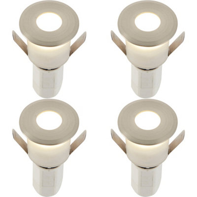 4 Pack Recessed Decking Ip67 Guide Light1.2W Cool White LedSatin Nickel from B&Q