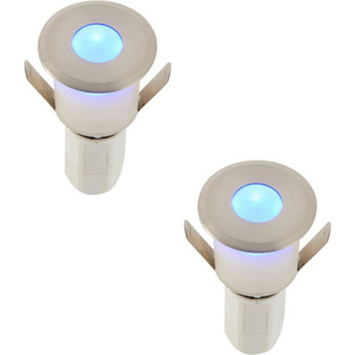 2 Pack Recessed Decking Ip67 Guide Light1.2W Blue Light LedSatin Nickel from B&Q