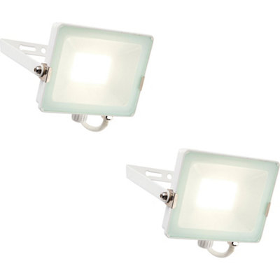 2 Pack Outdoor Waterproof Led Floodlight30W Cool White LedMatt White from B&Q