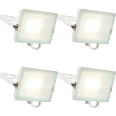 4 Pack Outdoor Waterproof Led Floodlight30W Cool White LedMatt White from B&Q
