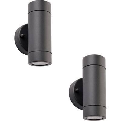 2 Pack Up & Down Twin Outdoor Ip44 Wall Light2 X 7W Gu10 LedAnthracite from B&Q