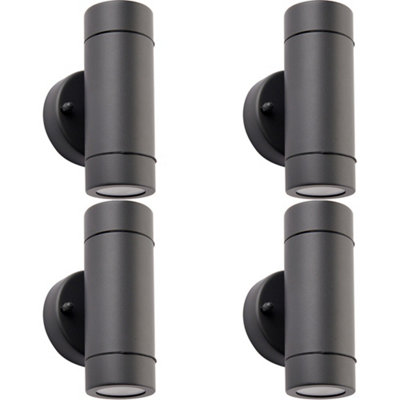 4 Pack Up & Down Twin Outdoor Ip44 Wall Light2 X 7W Gu10 LedAnthracite from B&Q