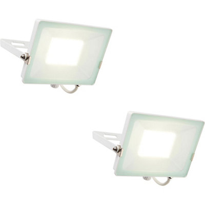 2 Pack Outdoor Waterproof Led Floodlight50W Cool White LedMatt White from B&Q