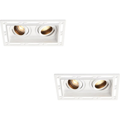 2 Pack Twin Trimless Plaster-In Downlight2 X 50W Gu10 Reflector LedWhite from B&Q