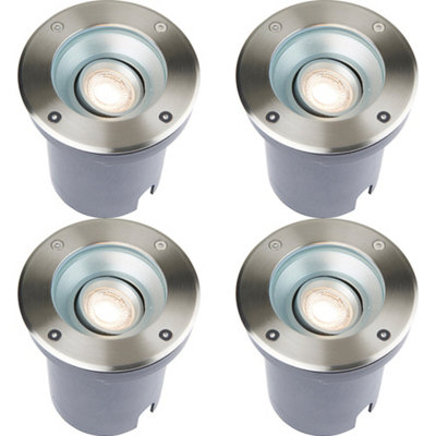 4 Pack Recessed Outdoor Ip67 Round Ground Light50W Gu10Stainless Steel from B&Q